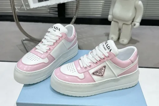 Prada 2024 New Downtown Bold leather Sneaker White Pink