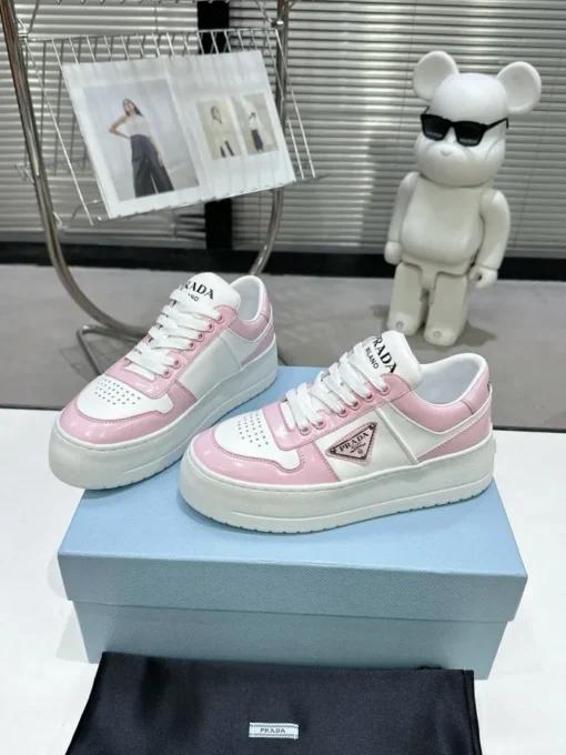 Prada 2024 New Downtown Bold leather Sneaker White Pink