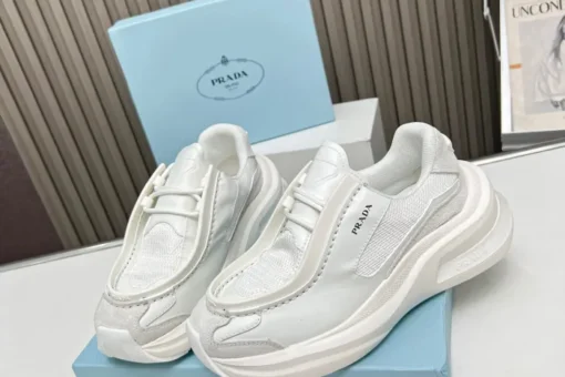 Prada 2024 New Systeme brushed leather dad Sneaker White