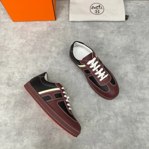 Hermes Boomerang Sneaker Black Maroon