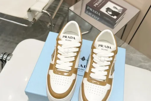 Prada 2024 New Downtown Bold leather Sneaker White Brown