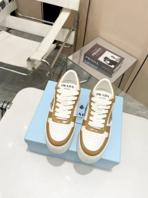 Prada 2024 New Downtown Bold leather Sneaker White Brown