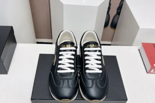 Prada Rank Leather Sports Sneakers Black