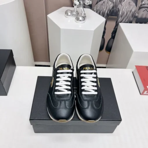 Prada Rank Leather Sports Sneakers Black