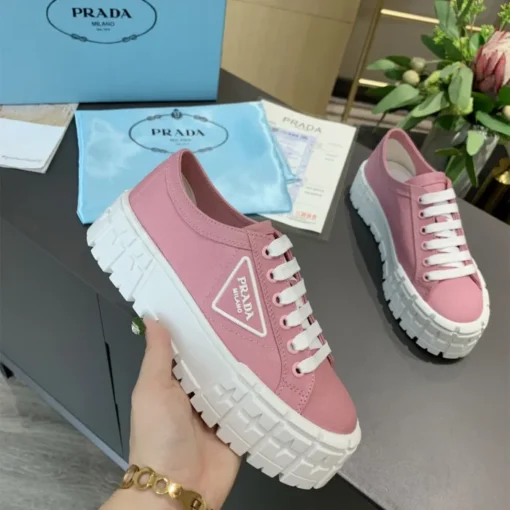 Prada 2024 New Double Wheel Re-Nylon gabardine Sneaker Pink