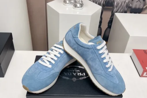 Prada Rank Suede Sports Sneakers Ice Blue