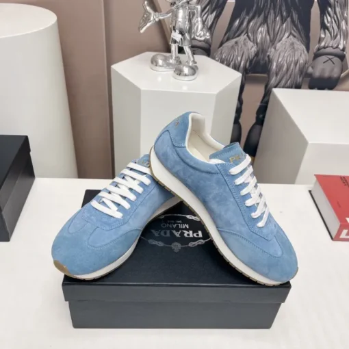 Prada Rank Suede Sports Sneakers Ice Blue