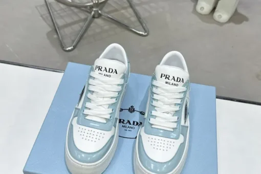 Prada 2024 New Downtown Bold leather Sneaker White Blue