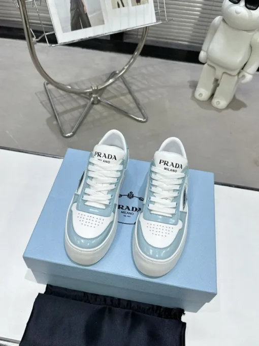 Prada 2024 New Downtown Bold leather Sneaker White Blue