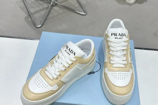 Prada 2024 New Downtown Bold leather Sneaker White Beige