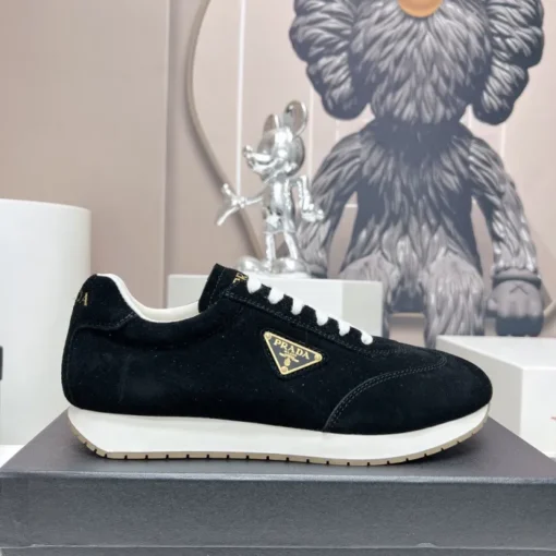 Prada Rank Suede Sports Sneakers Black