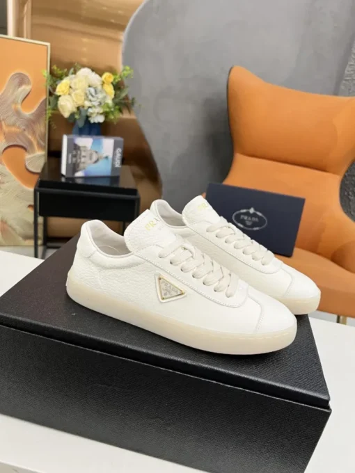 Prada Lane Deer Leather Sneakers White