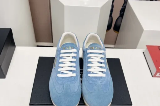 Prada Rank Suede Sports Sneakers Ice Blue