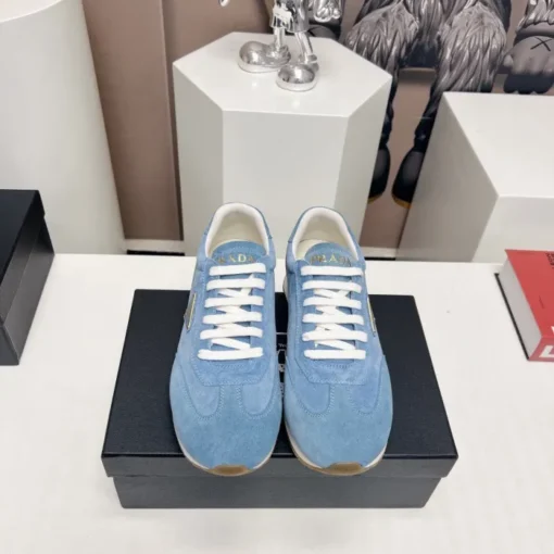 Prada Rank Suede Sports Sneakers Ice Blue