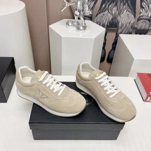 Prada Rank Suede Sports Sneakers Beige