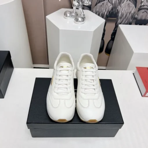 Prada Rank Leather Sports Sneakers White