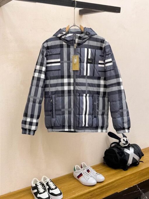 Burberry New Down Jacket Gray White Mix