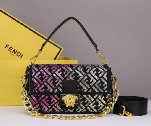 Fendi Bag Black White & Gold