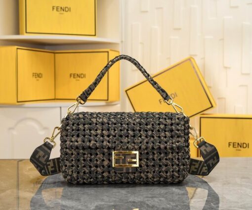 Fendi Baguette Bag Gold Brown