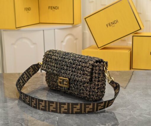 Fendi Baguette Bag Gold Brown