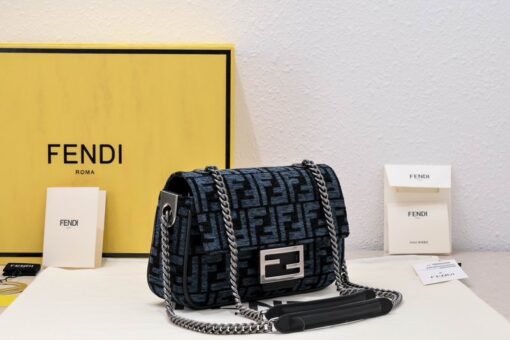 Fendi Baquette Bag Black Blue logo