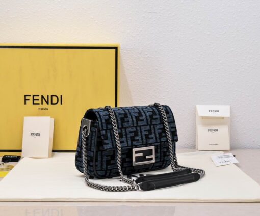 Fendi Baquette Bag Black Blue logo