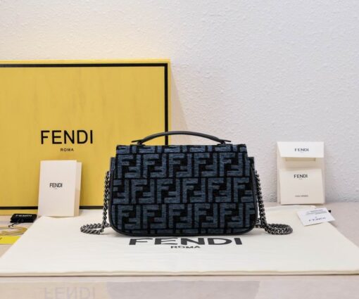 Fendi Baquette Bag Black Blue logo