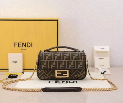 Fendi Baquette Bag Brown Gold