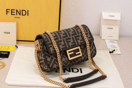 Fendi Baquette Bag Brown Gold