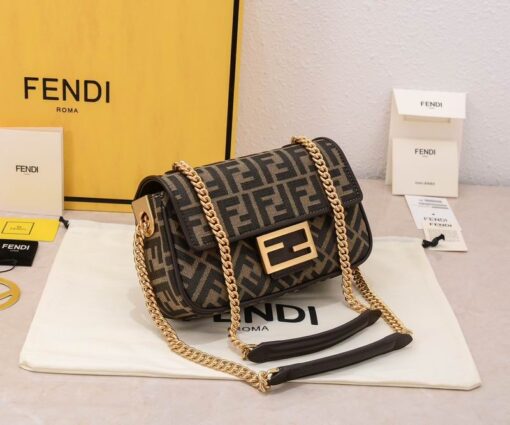 Fendi Baquette Bag Brown Gold