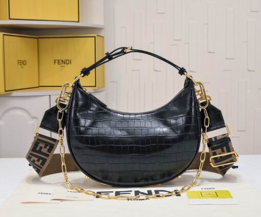 Fendi Praphy Bag Crocodile Black