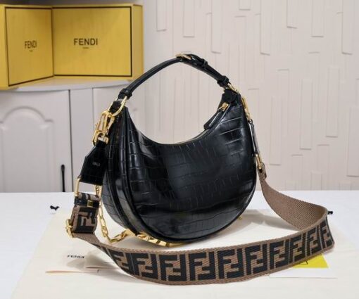 Fendi Praphy Bag Crocodile Black