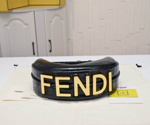 Fendi Praphy Bag Crocodile Black