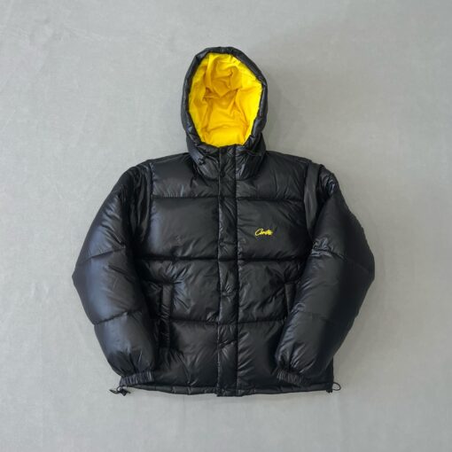 Corvidae New Puffer Jacket Black & Yellow