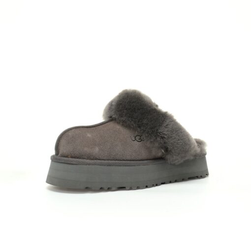 UGG Disquette Suede Platform Slippers Dark Gray