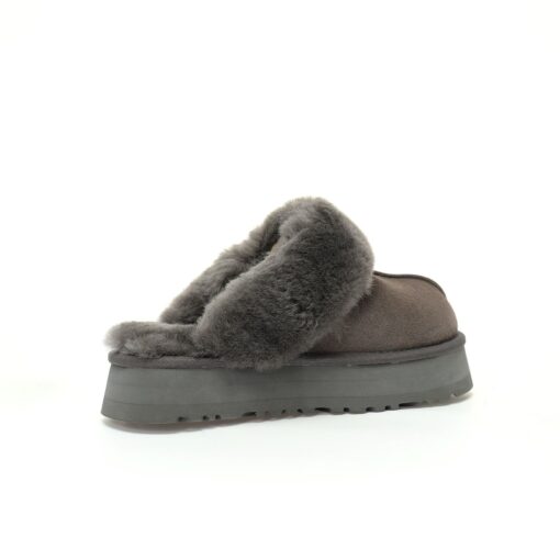 UGG Disquette Suede Platform Slippers Dark Gray