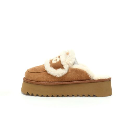 UGG Trisha Fluffy Platform Scuff Chestnut