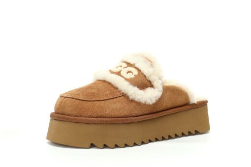 UGG Trisha Fluffy Platform Scuff Chestnut