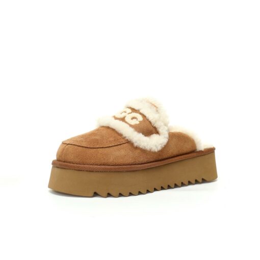 UGG Trisha Fluffy Platform Scuff Chestnut