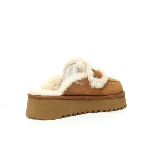 UGG Trisha Fluffy Platform Scuff Chestnut