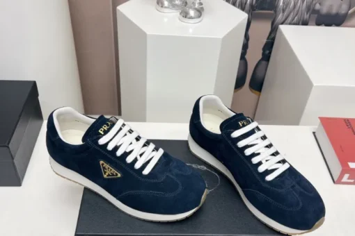 Prada Rank Suede Sports Sneakers Blue