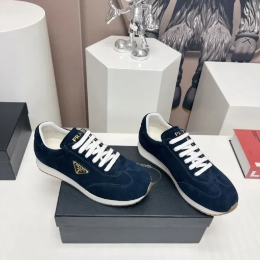 Prada Rank Suede Sports Sneakers Blue