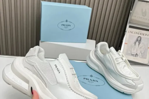 Prada 2024 New Systeme brushed leather dad Sneaker White