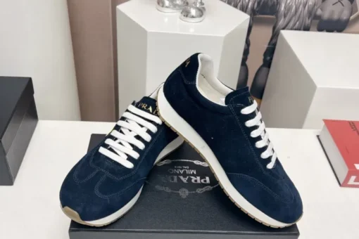 Prada Rank Suede Sports Sneakers Blue