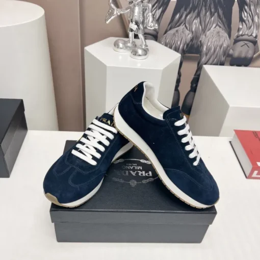 Prada Rank Suede Sports Sneakers Blue