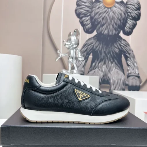 Prada Rank Leather Sports Sneakers Black