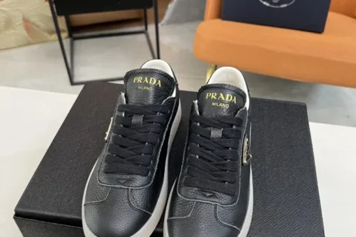 Prada Lane Deer Leather Sneakers Black