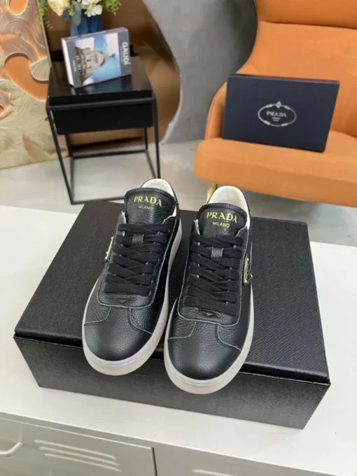 Prada Lane Deer Leather Sneakers Black