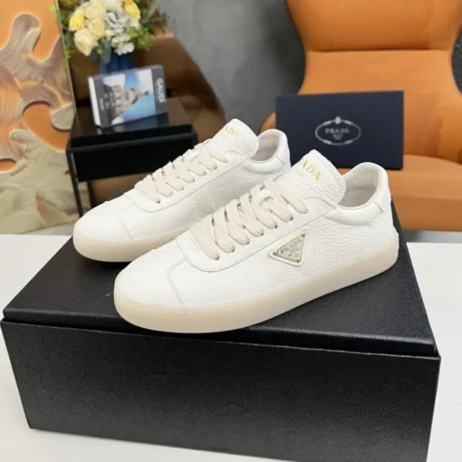 Prada Lane Deer Leather Sneakers White