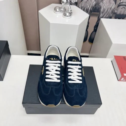 Prada Rank Suede Sports Sneakers Blue